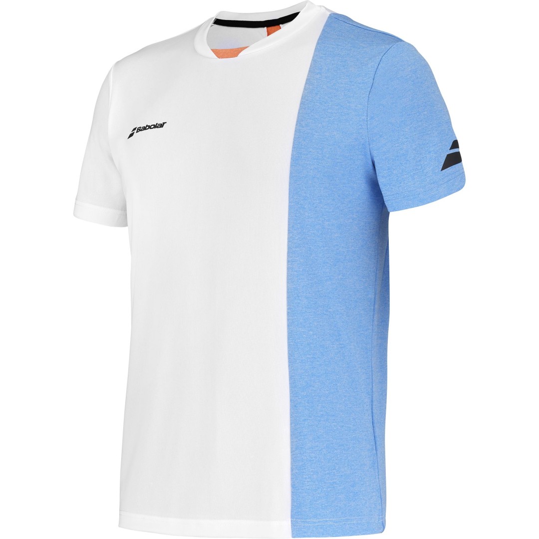 Koszulka tenisowa męska BABOLAT PLAY CREW NECK TEE, White/Blithe Blue - obrazek 2